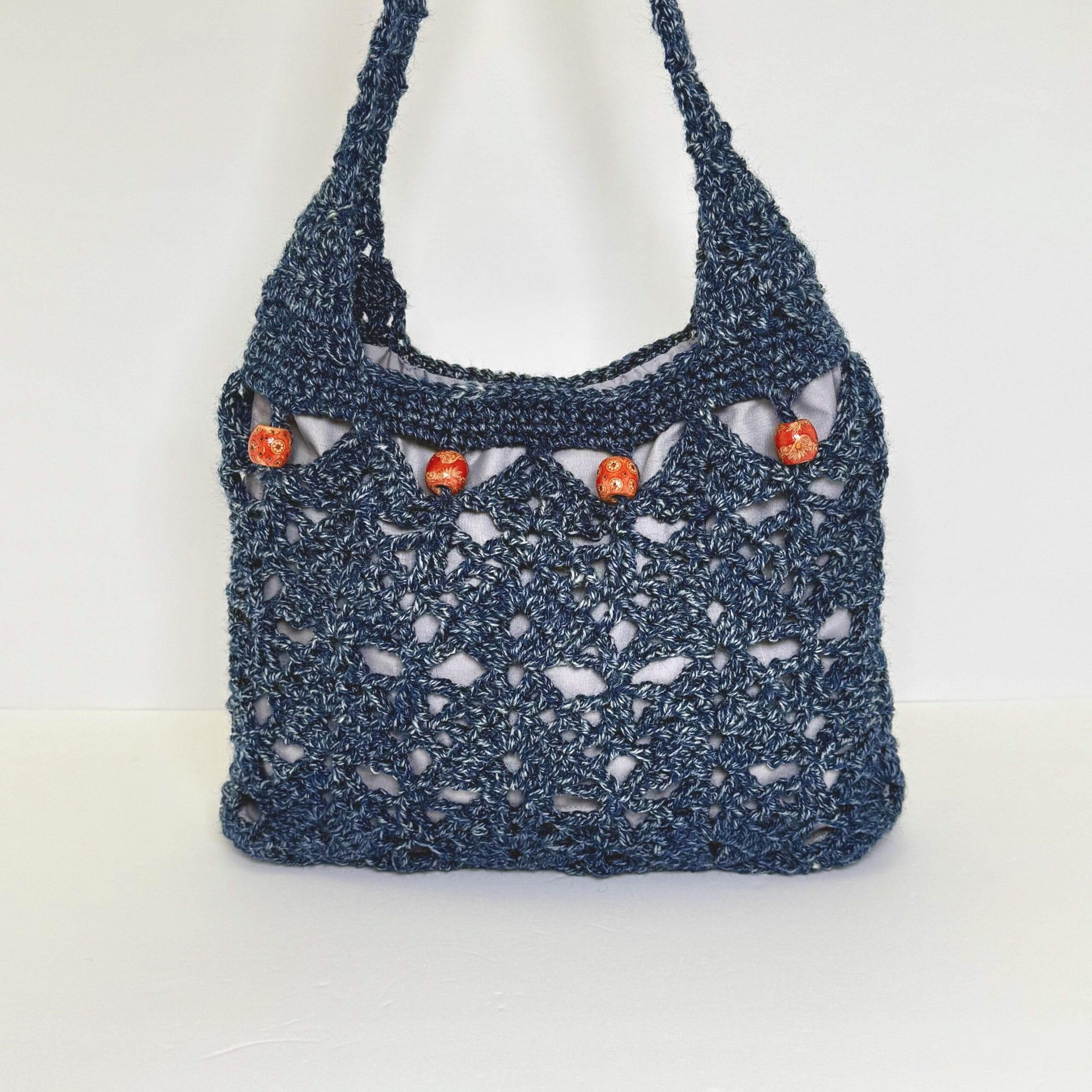 Azure Lacy Crochet Hobo Bag
