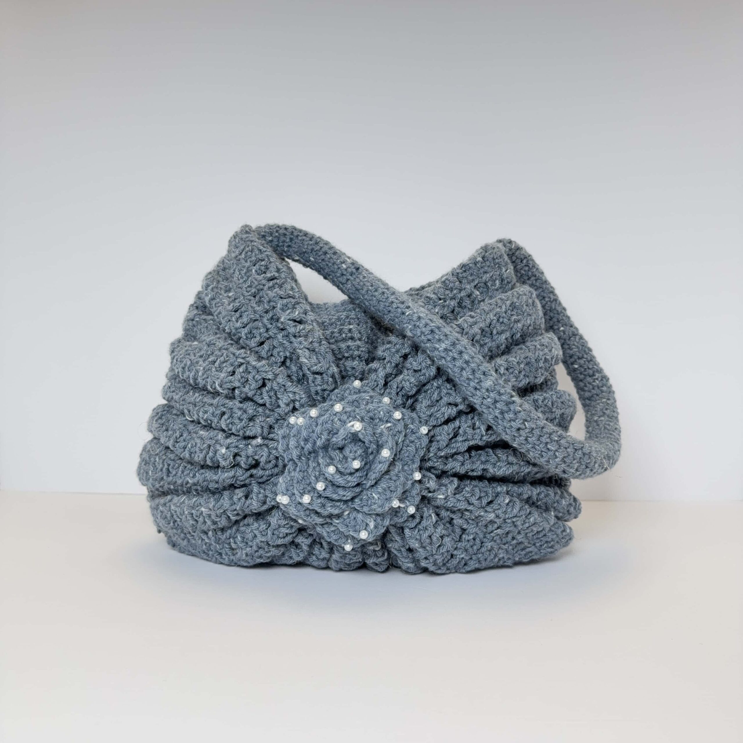 Blue Crochet Floral Bag