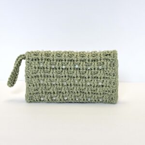 Elegant Sage Crochet Wristlet
