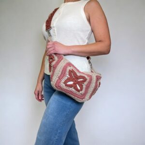 Dusty Rose Crochet Boho Bag