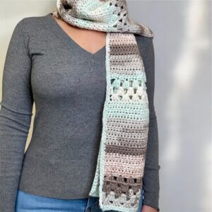 Neutral Tones Acrylic Crochet Scarf