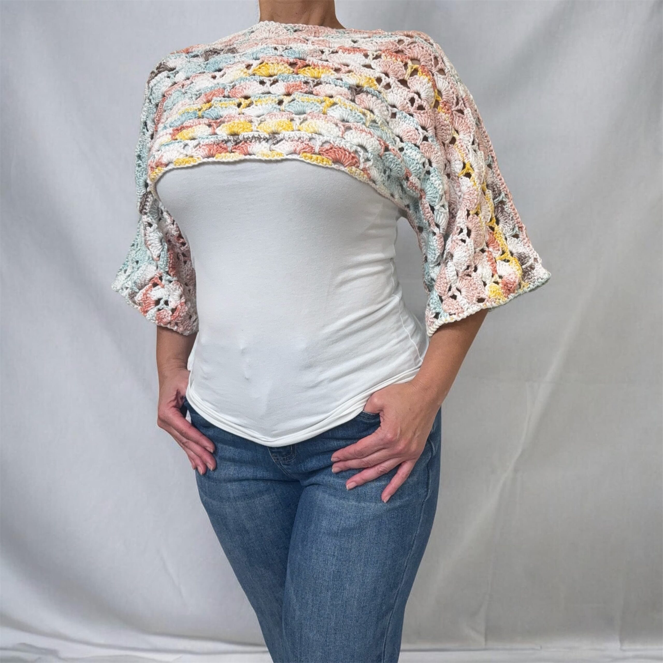 Boho Pastel Crochet Shawl Wrap