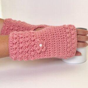 Pink Crochet Fingerless Gloves
