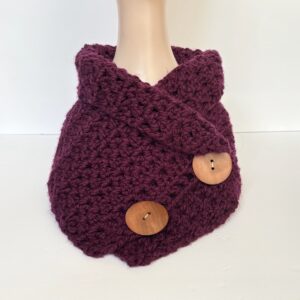 Plum Crochet Cowl Neck Warmer Scarf