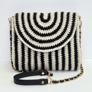 Chic Striped Crochet Shoulder Bag