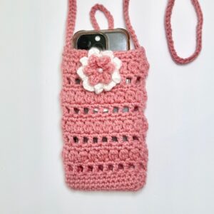 Crochet Phone Bag with Flower