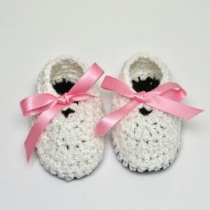 Crochet Baby Tap Shoes Pink Bow