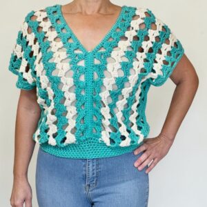 Aqua Cream Boho Cotton Crochet Top